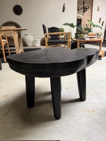 Artisan Handcrafted Live Edge Wood Stool Black 650mm - Image 4