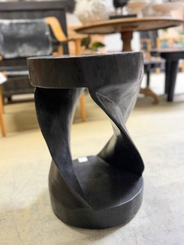Handcrafted Teak Wood Twist Stool Black Organic Design - Image 4