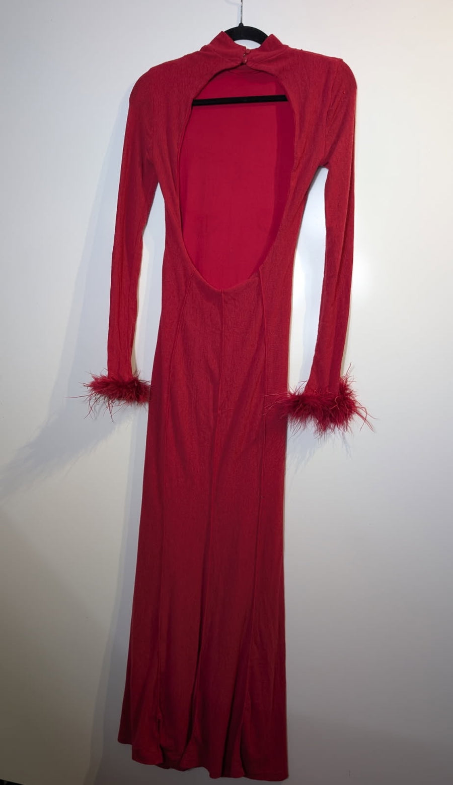 Runaway The Label Feather Trim Maxi Dress Red Size S - Image 4