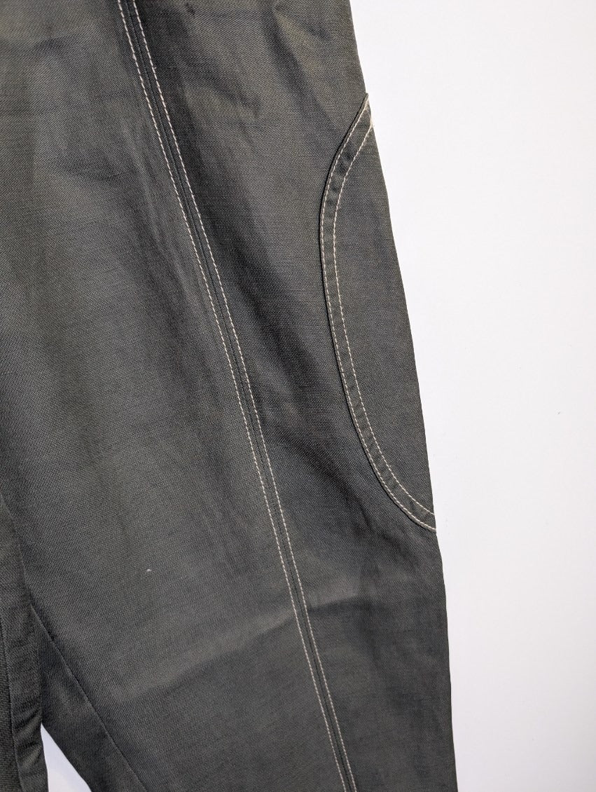 Veronika Maine Contrast Stitch Trousers Olive Green Size 8 - Image 4