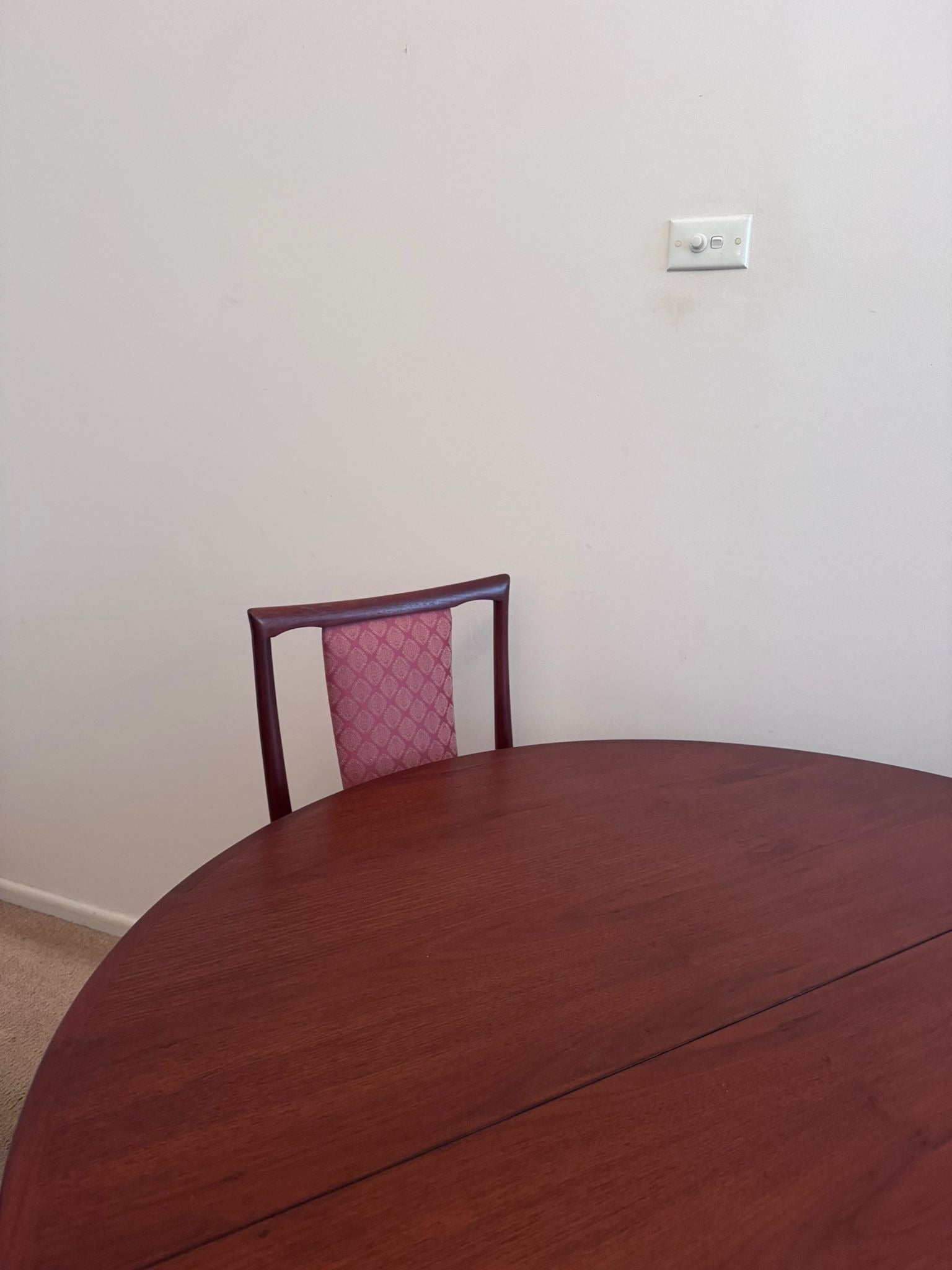 Mid-Century Modern Round Dining Table and Four Chairs Set - Walnut Finish - Image 4
