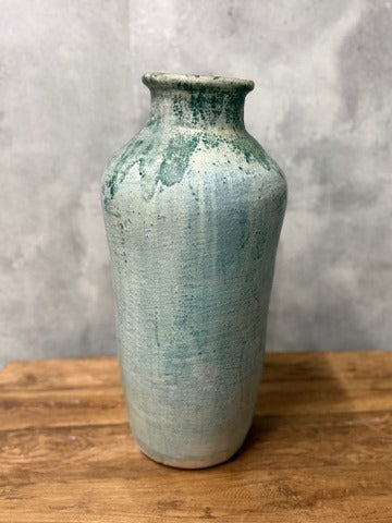 Unbranded Ceramic Floor Vase Rustic Teal Crackle Glaze Large - Image 4