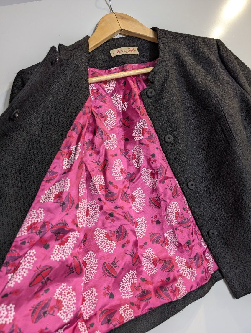 Alannah Hill Textured Cropped Blazer Black Women's Size 12 - Image 5