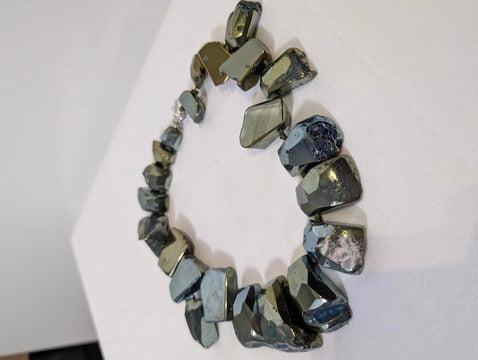 Chunky Metallic Hematite or Pyrite Nugget Statement Necklace - Image 4