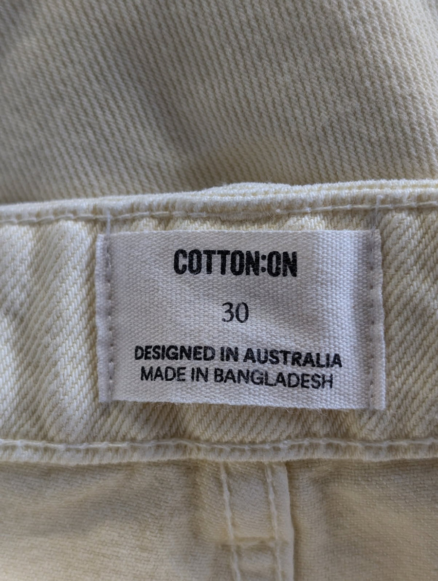 Cotton On Boyfriend Super Baggy Cargo Pants Cream Size 30 - Image 3