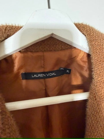 Lauren Vidal Billie Long Coat Camel Double-Breasted Teddy FR 44 - Image 5