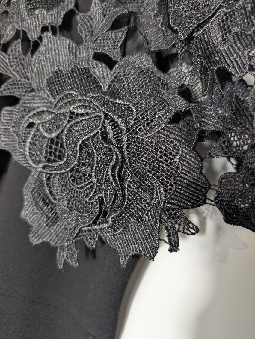 Anthea Crawford Black Mesh Evening Dress - Size 18 - Image 5