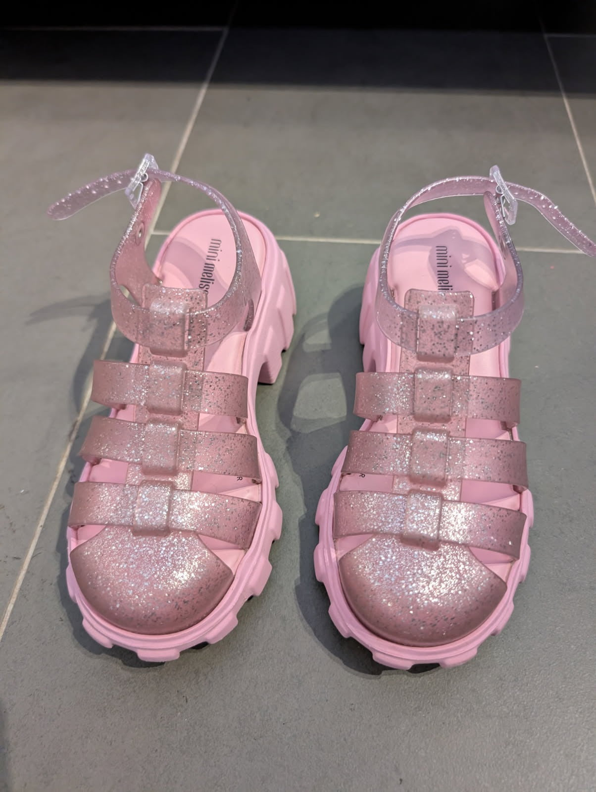 Mini Melissa Glitter Jelly Sandals - Pink Kids Size US 2 - Image 4