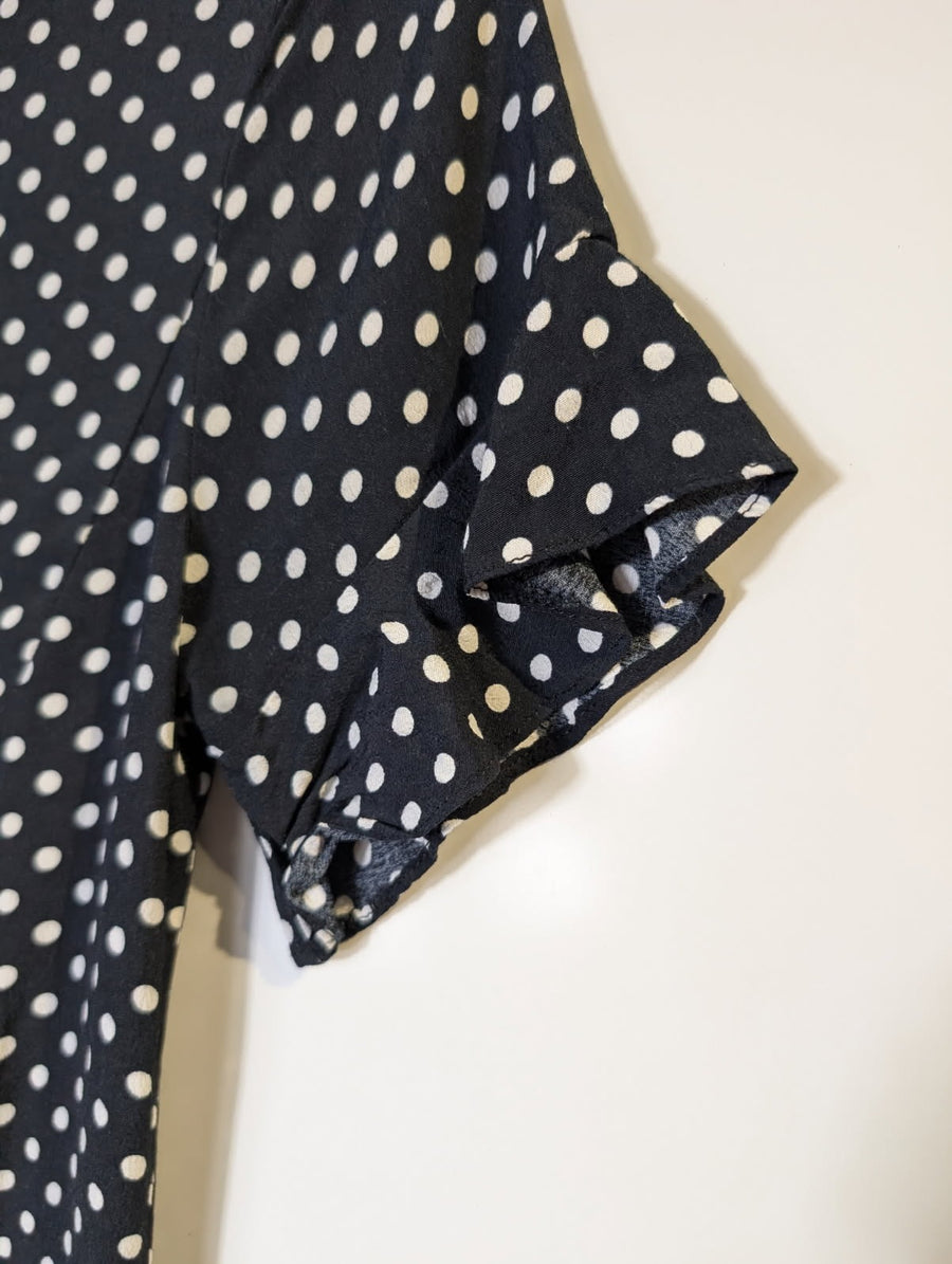 Zara Woman Polka Dot Button-Front Mini Dress Black and White XS - Image 5
