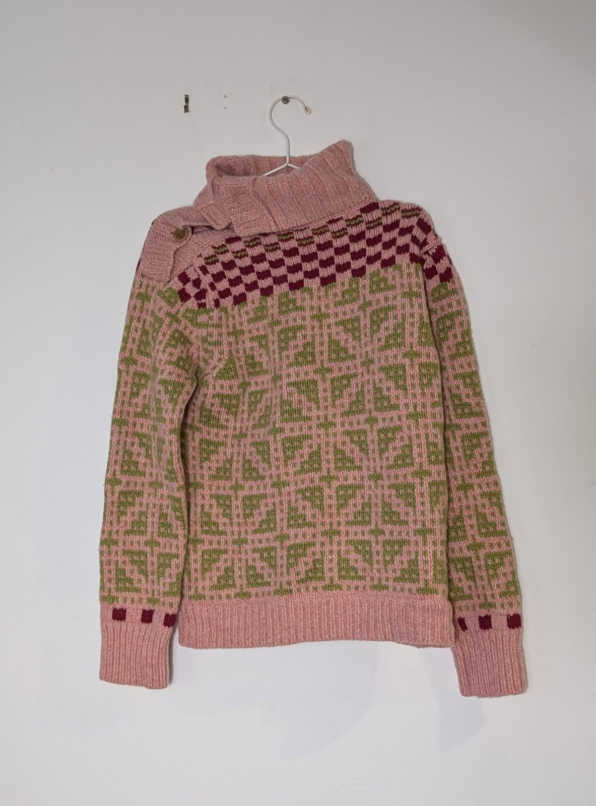 Dries Van Noten Geometric Pattern Wool Turtleneck Sweater - Large - Image 4