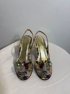 Azurée Cannes Floral Vinyl Slingback Heels EU 36 - Image 2