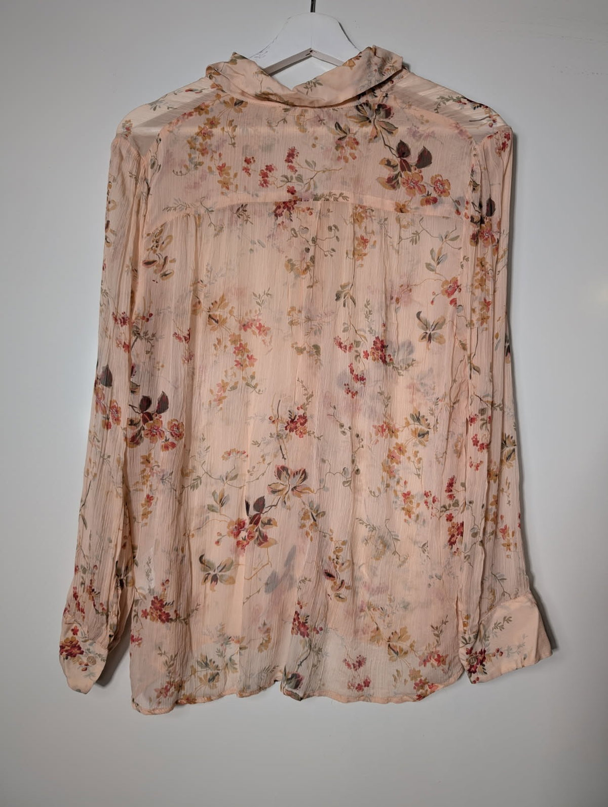 Pablo Gerard Darel Floral Sheer Button-Down Blouse Peach EU 38 - Image 4