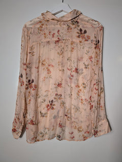 Pablo Gerard Darel Floral Sheer Button-Down Blouse Peach EU 38 - Image 4
