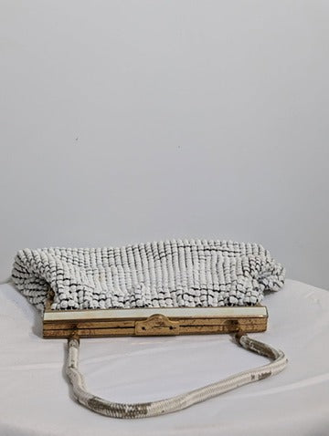 Oroton Vintage Mesh Handbag White Made In West Germany - Image 4