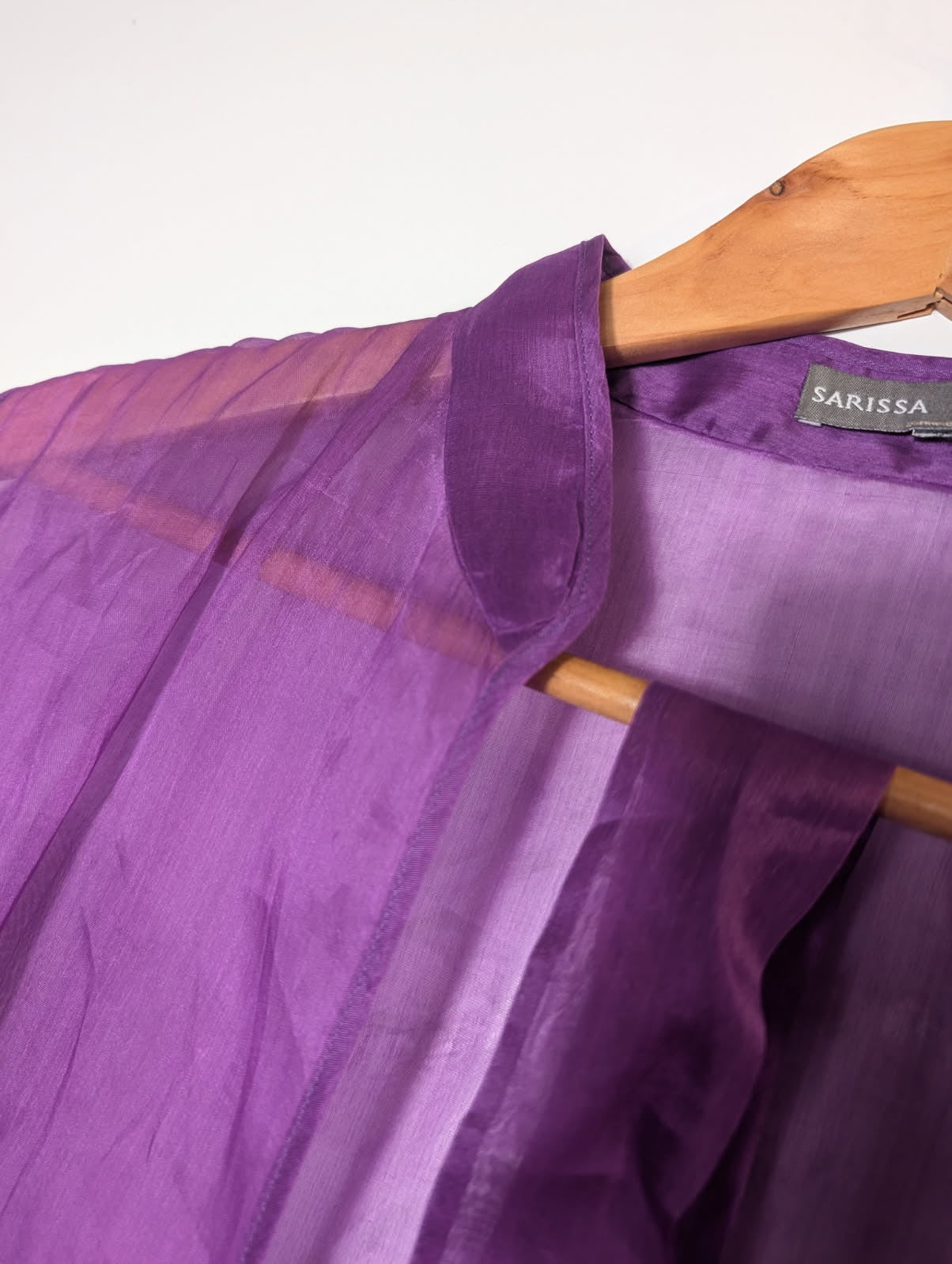 Sarissa 100% Silk Sheer Purple Organza Duster Kimono Cardigan - Image 4