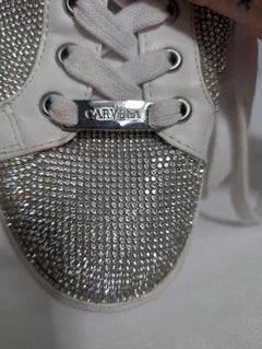 Carvela Kurt Geiger Crystal Embellished Platform Sneakers White - Image 4