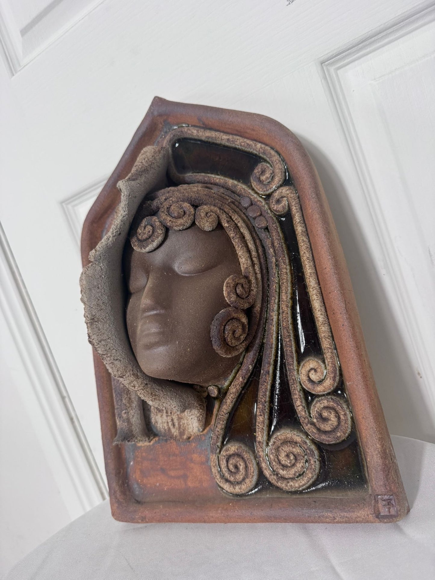 Zenkali Ceramics Wall Plaque Sculpture Mask Face Pottery Australian Studio - Image 4