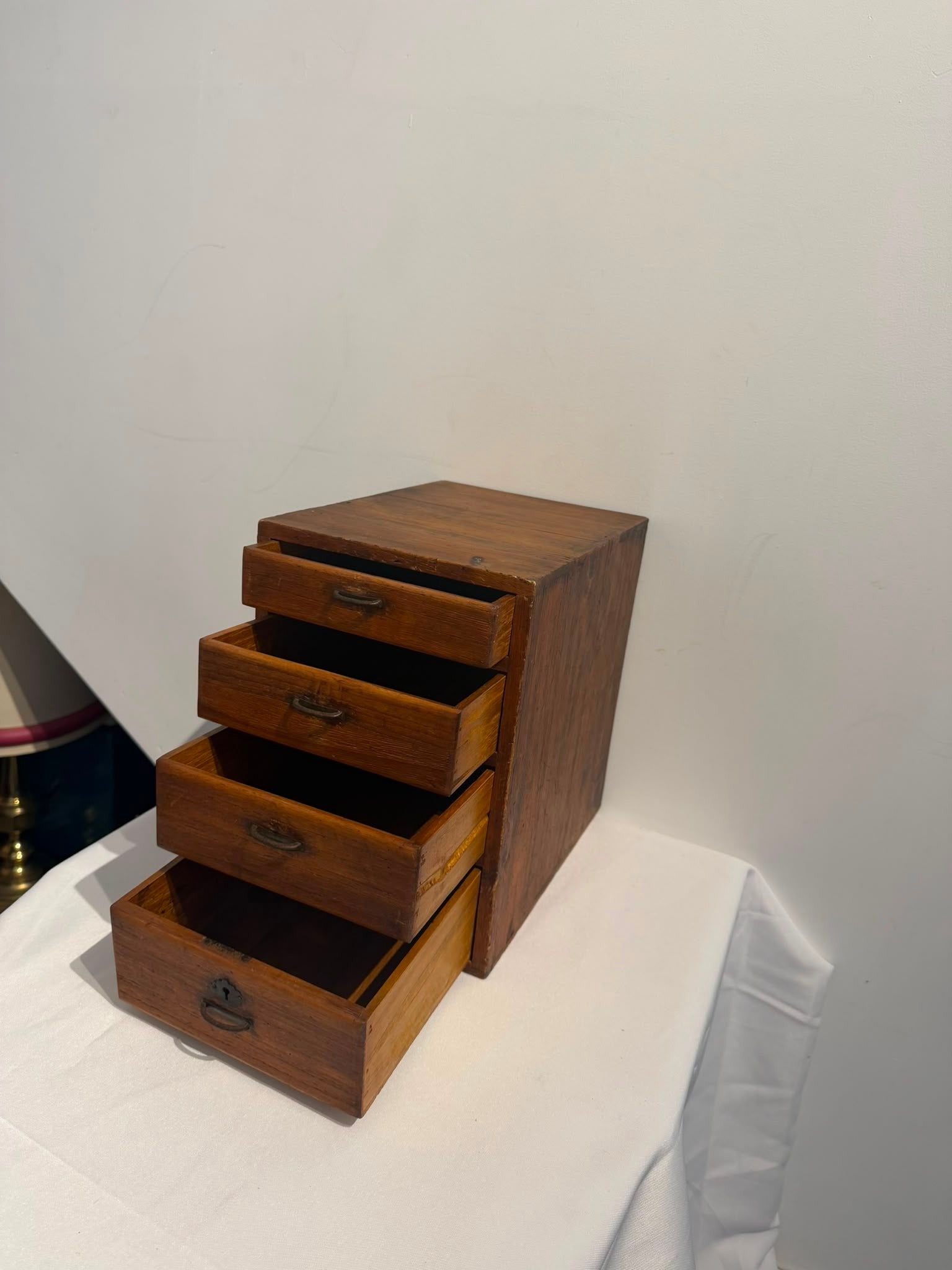 Vintage Wooden Apothecary Chest 4 Drawer Desktop Organiser - Image 4