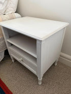 White Painted Wooden Nightstand Bedside Table with Drawer and Shelf - Image 4