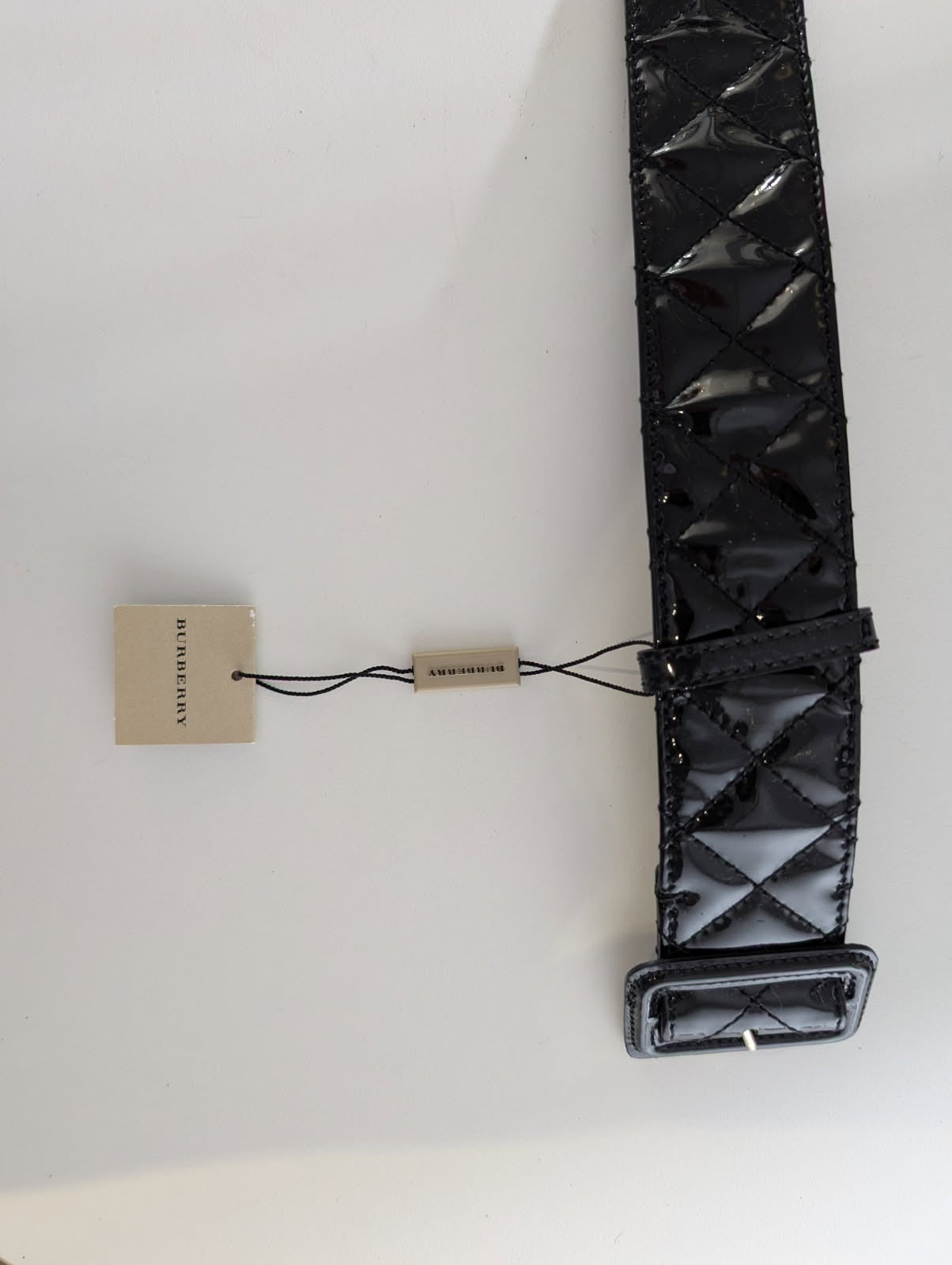 Burberry Quilted Patent Leather Belt Black Size S - Image 4