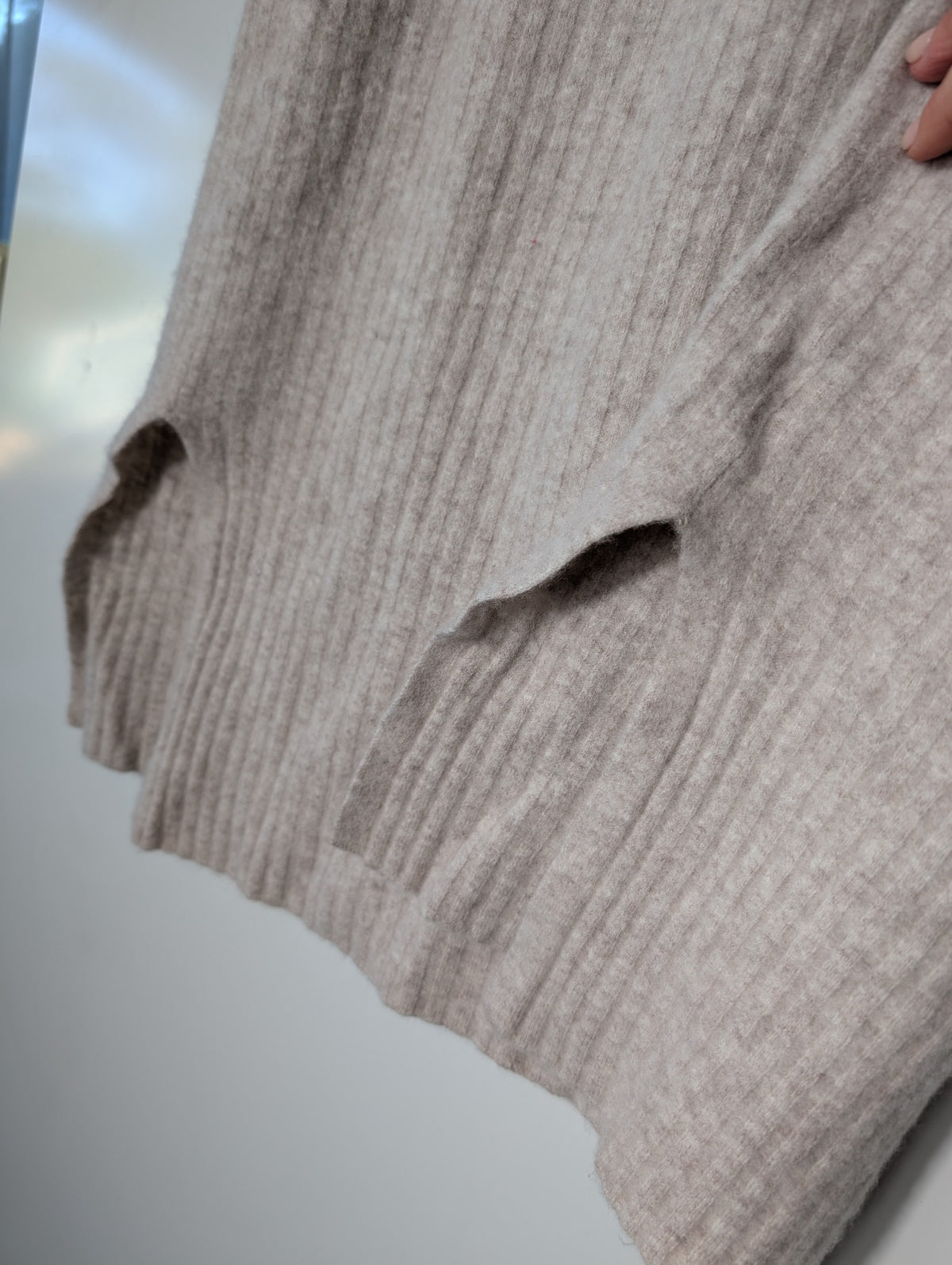 Assembly Label Ribbed Knit Midi Skirt Beige Wool Cashmere Size 14 - Image 4