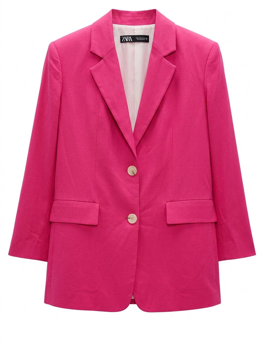 Zara Hot Pink Double-Button Blazer - Size S - Image 1