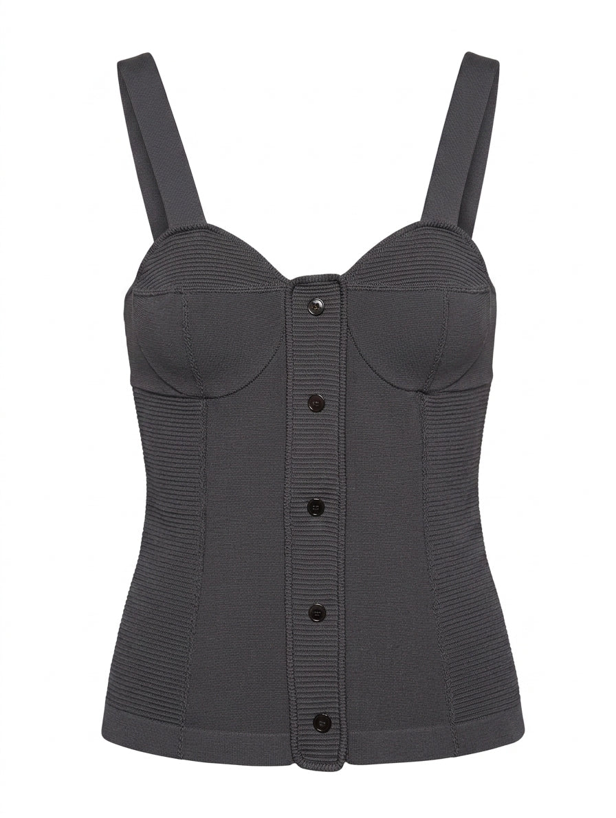Proenza Schouler Bandage Corset Tank Top - Dark Grey Size 4 - Image 1