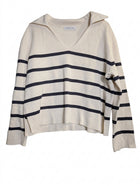 Assembly Label Stripe Knit Polo Cream and Navy Women's Size 14 - Image 1