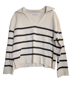 Assembly Label Stripe Knit Polo Cream and Navy Women's Size 14 - Image 1