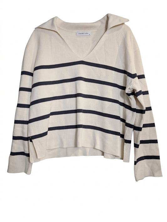 Assembly Label Stripe Knit Polo Cream and Navy Women's Size 14 - Image 1
