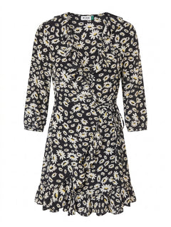 Rixo London Daisy Print Silk Ruffle Wrap Dress Women's Small - Image 1