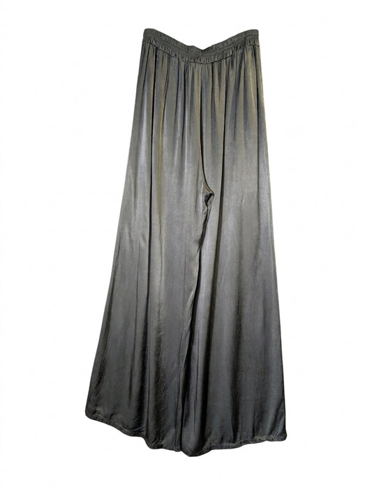 Arlequinn Paris Metallic Satin Palazzo Pants Metallic Green - Image 1