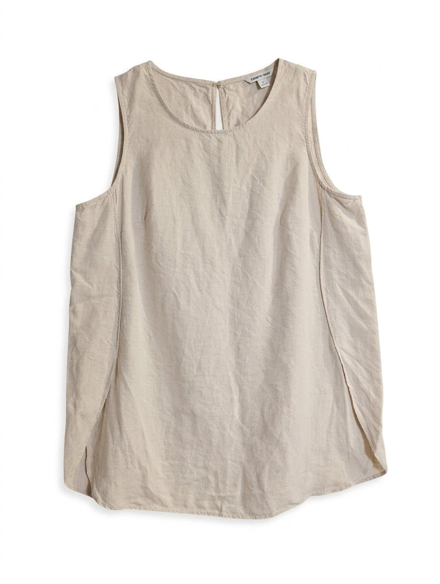 Country Road Women's Linen Sleeveless Tank Top Beige Size 12