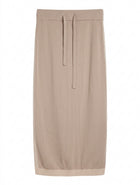 Ceres Life Organics Knit Midi Skirt Beige Drawstring Waist Size M - Image 1