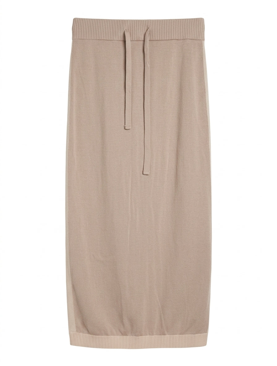 Ceres Life Organics Knit Midi Skirt Beige Drawstring Waist Size M - Image 1
