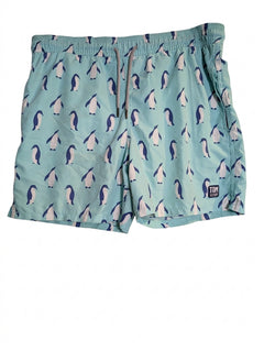 Tom & Teddy Penguin Print Swim Trunks Light Blue Men's Small - Image 1