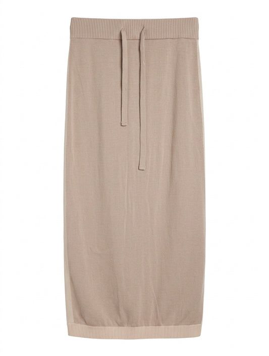 Ceres Life Organics Knit Midi Skirt Beige Drawstring Waist Size M - Image 1