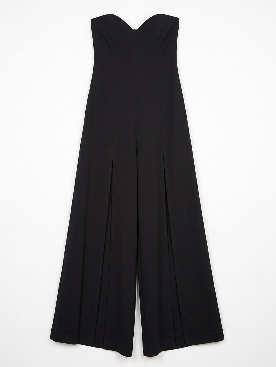 Ginger & Smart Black Strapless Wide-Leg Jumpsuit with Front Slits - Image 1