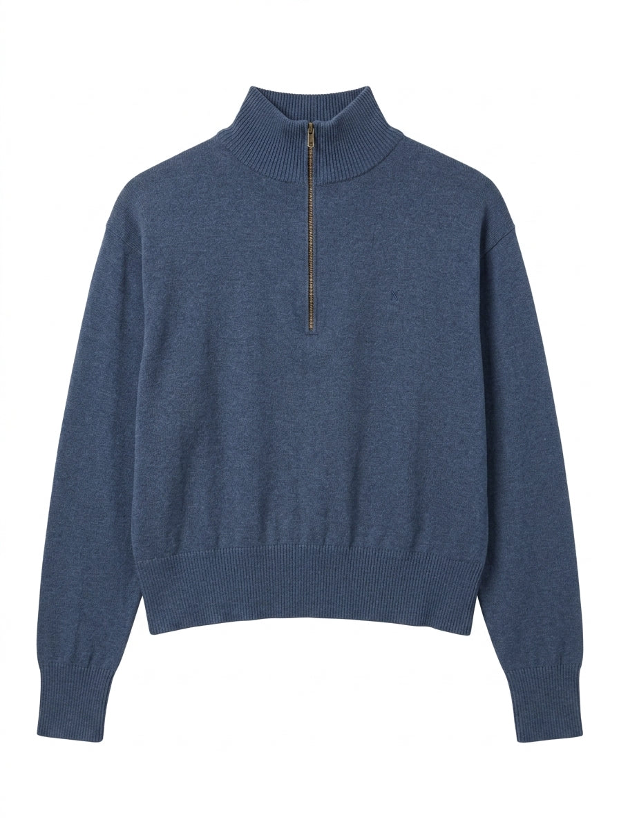 Nimble Men's Quarter-Zip Mock Neck Sweater - Blue Size Large - Image 1