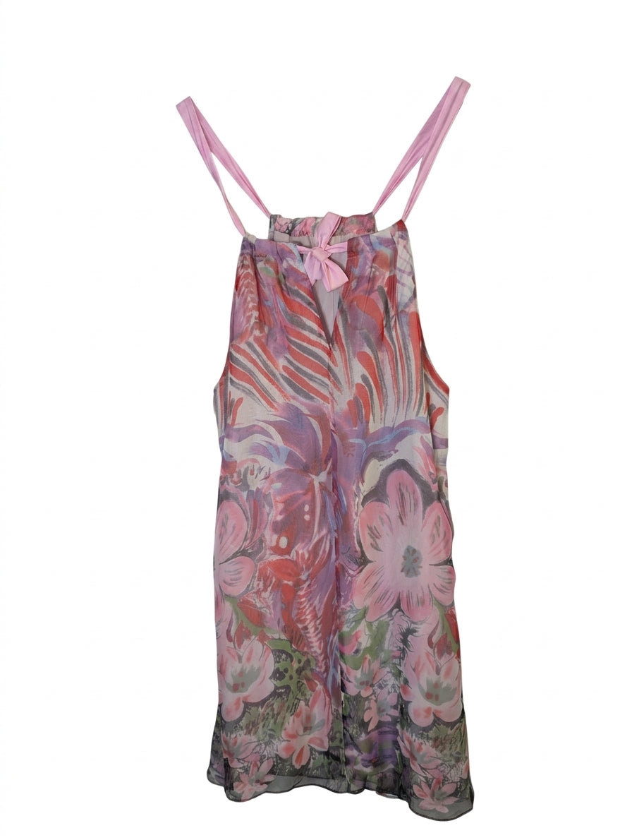 Arabella Couture Floral Chiffon Slip Dress - Pink Multi One Size - Image 1