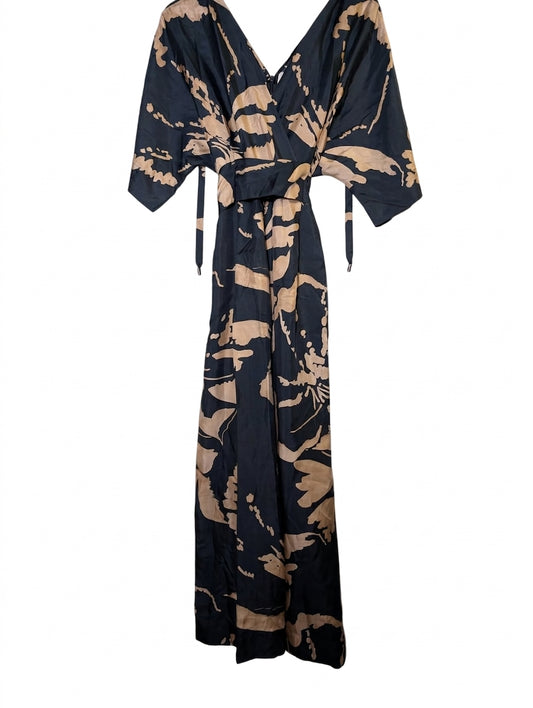 Ginger & Smart Silk Wrap Maxi Dress - Black & Tan Floral - Image 1