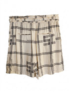 Maison Scotch Plaid Print Elastic Waist Shorts Cream & Black - Image 1