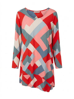 Mister Zimi Long Sleeve Dress Geometric Abstract Print - Image 1