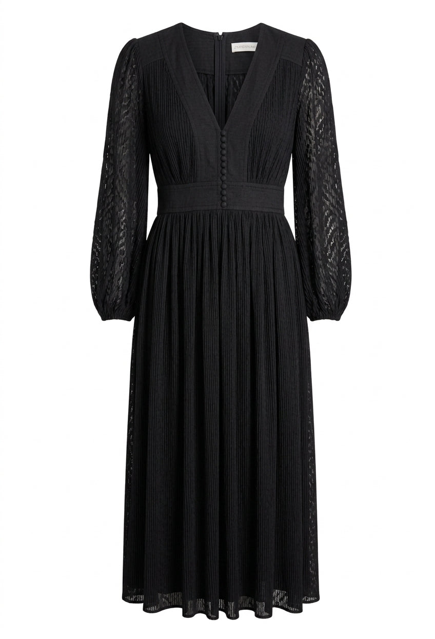 Zimmermann Pleated Midi Dress Black Size 1 - Image 1