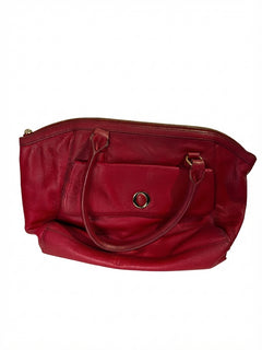 Oroton Pebbled Leather Tote Bag Red Gold Hardware - Image 1