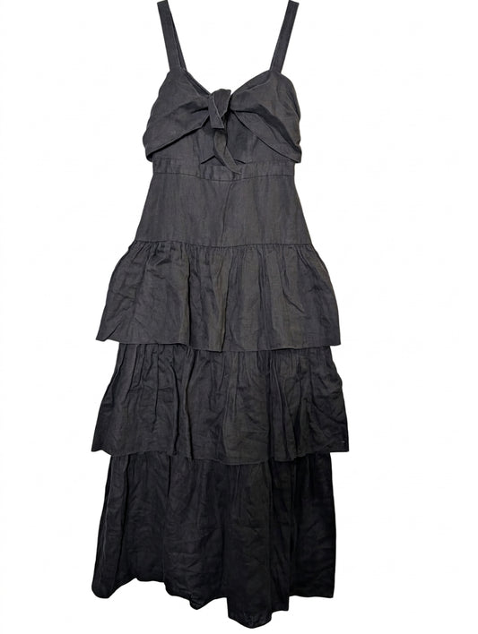 Ginger & Smart Linen Tiered Midi Dress - Black Size 8 - Image 1