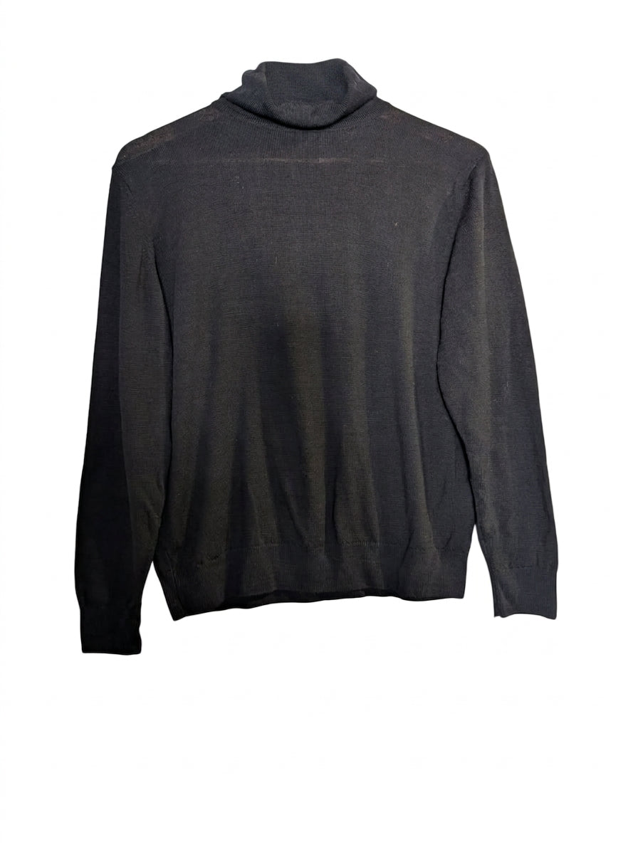 Marks & Spencer Pure New Wool Black Turtleneck Sweater - UK 16 - Image 1