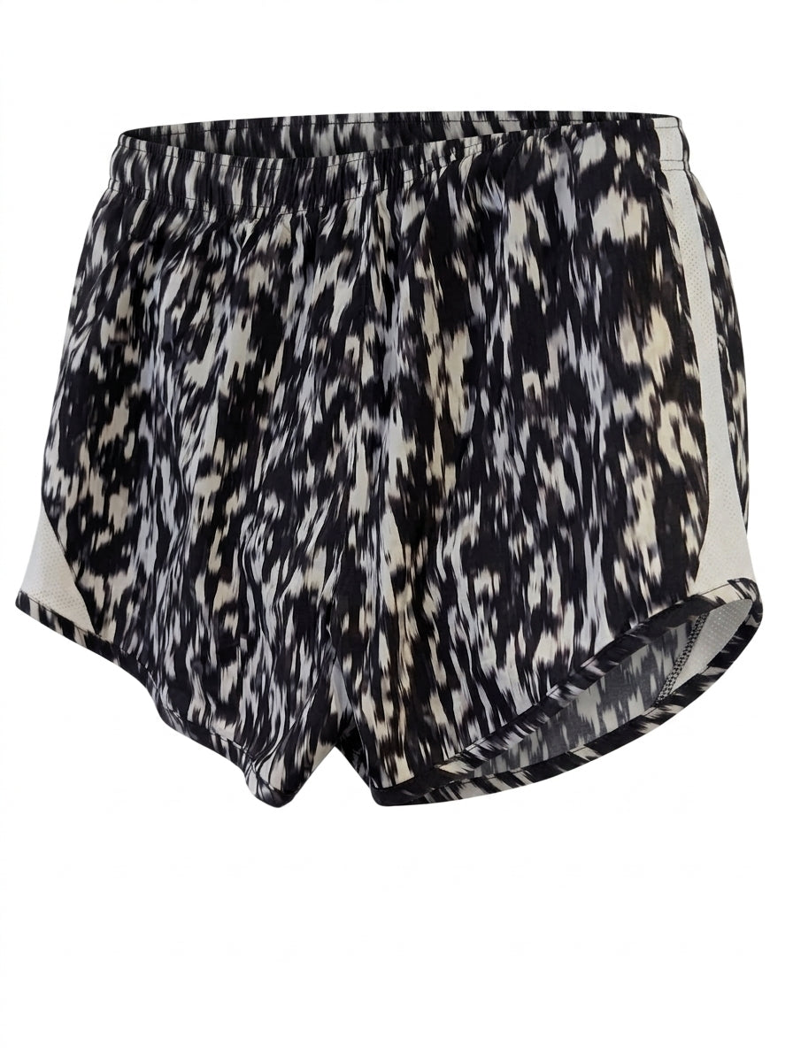 Nike Athletic Running Shorts Black & White Abstract Print Medium - Image 1