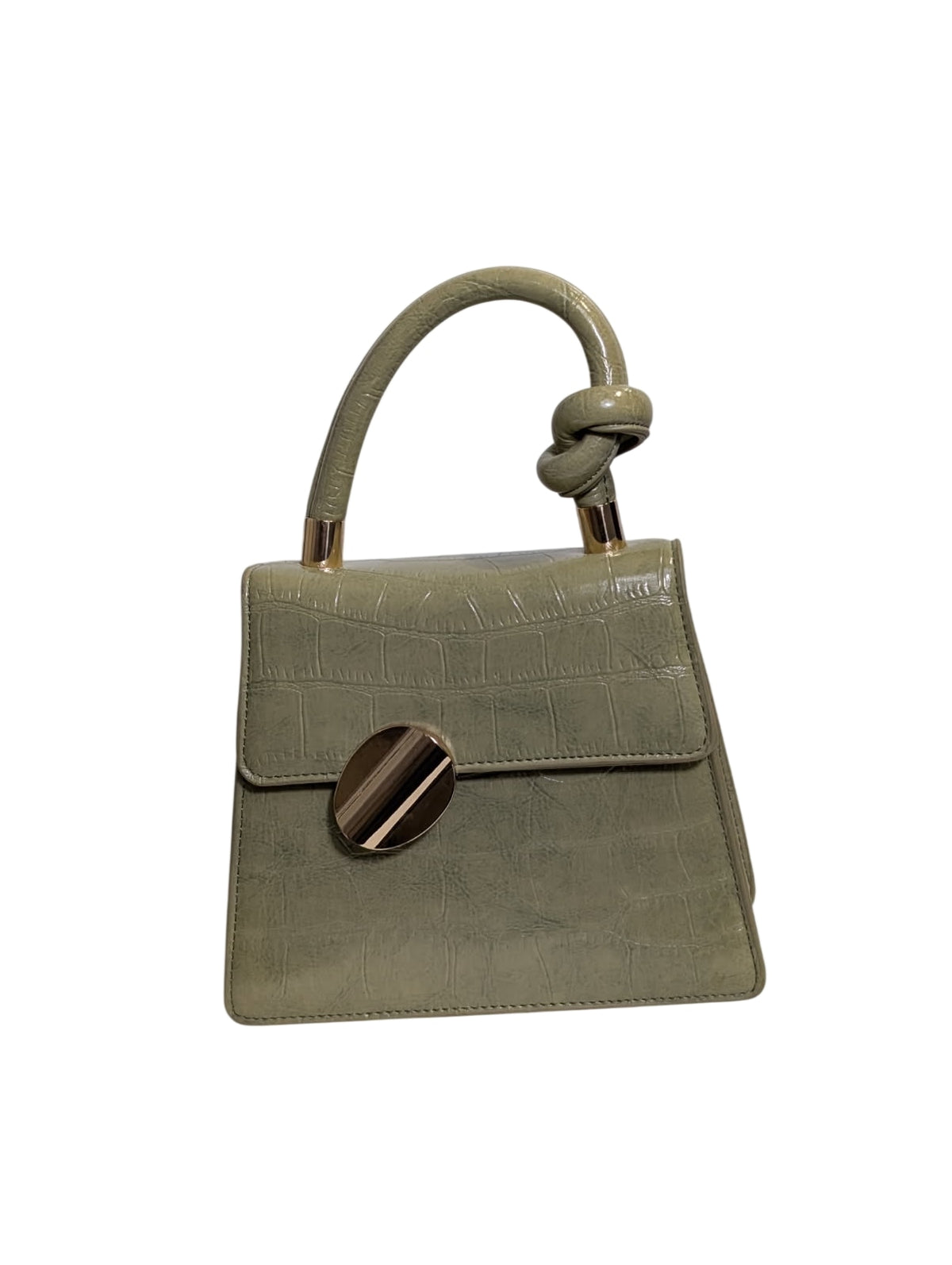 Charles & Keith Croc-Effect Knot Handle Bag Sage Green