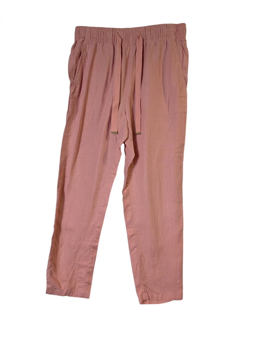 Venroy Linen Drawstring Trousers Pink Women's XS - Image 1
